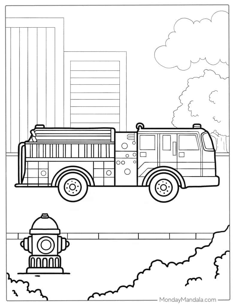 Fire truck coloring pages free pdf printables