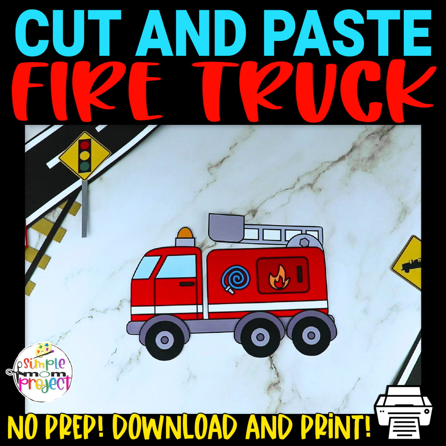 Fire truck cut and paste craft