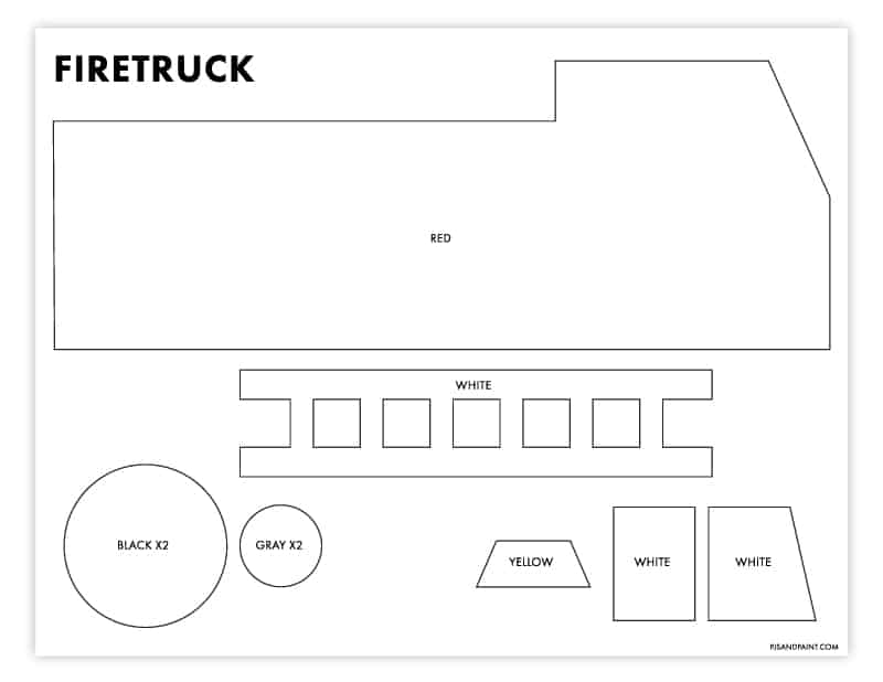 Printable fire truck craft template