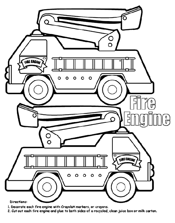 Fire engine box coloring page