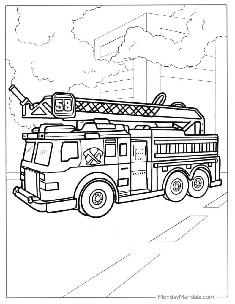 Fire truck coloring pages free pdf printables