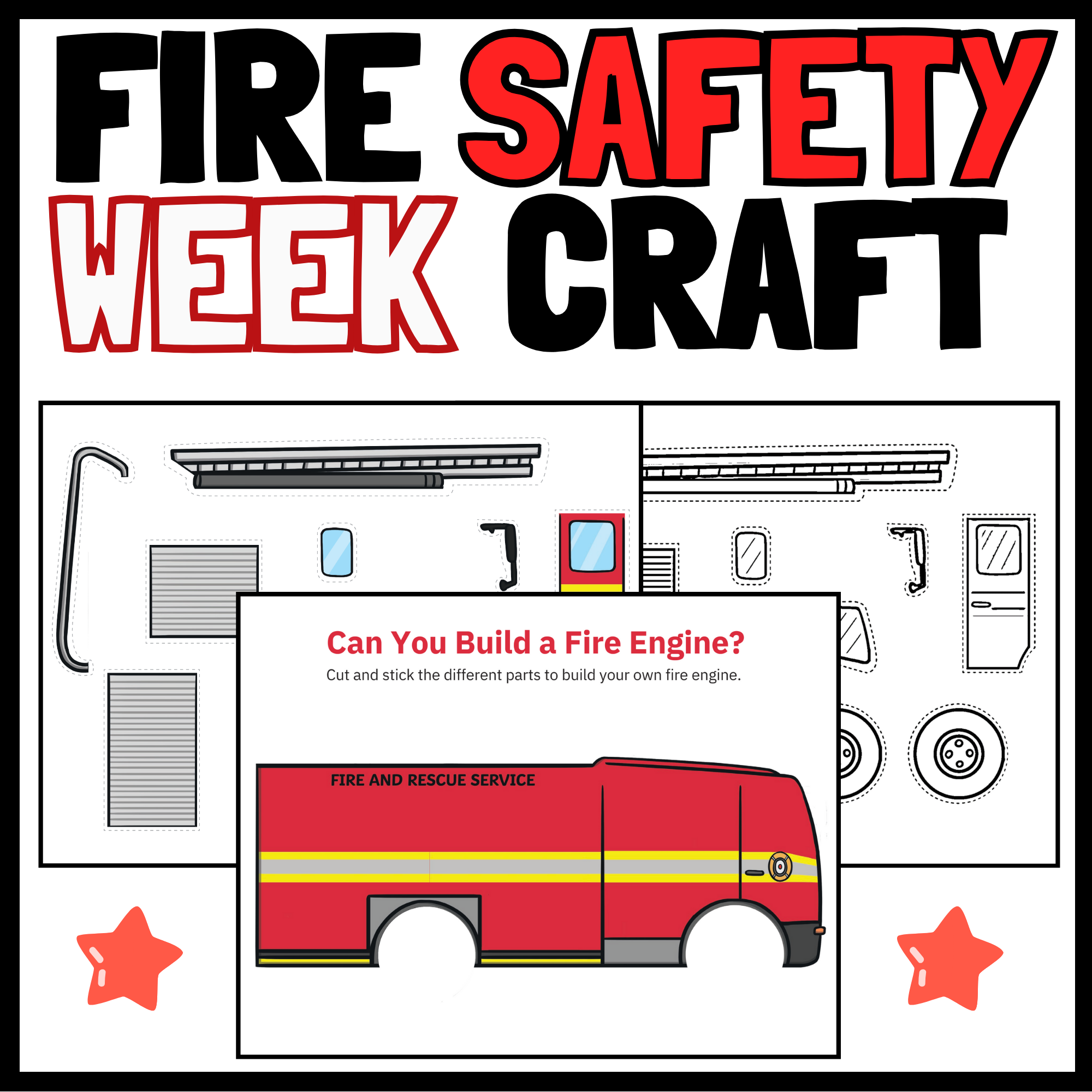 Fire safety craft fire truck craft activity fire prevention week craft made by teachers