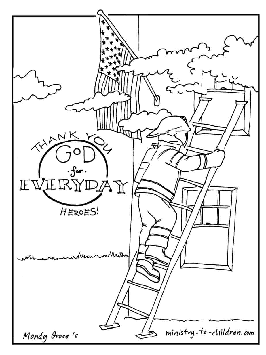 Firefighter coloring page thank god for everyday heroes