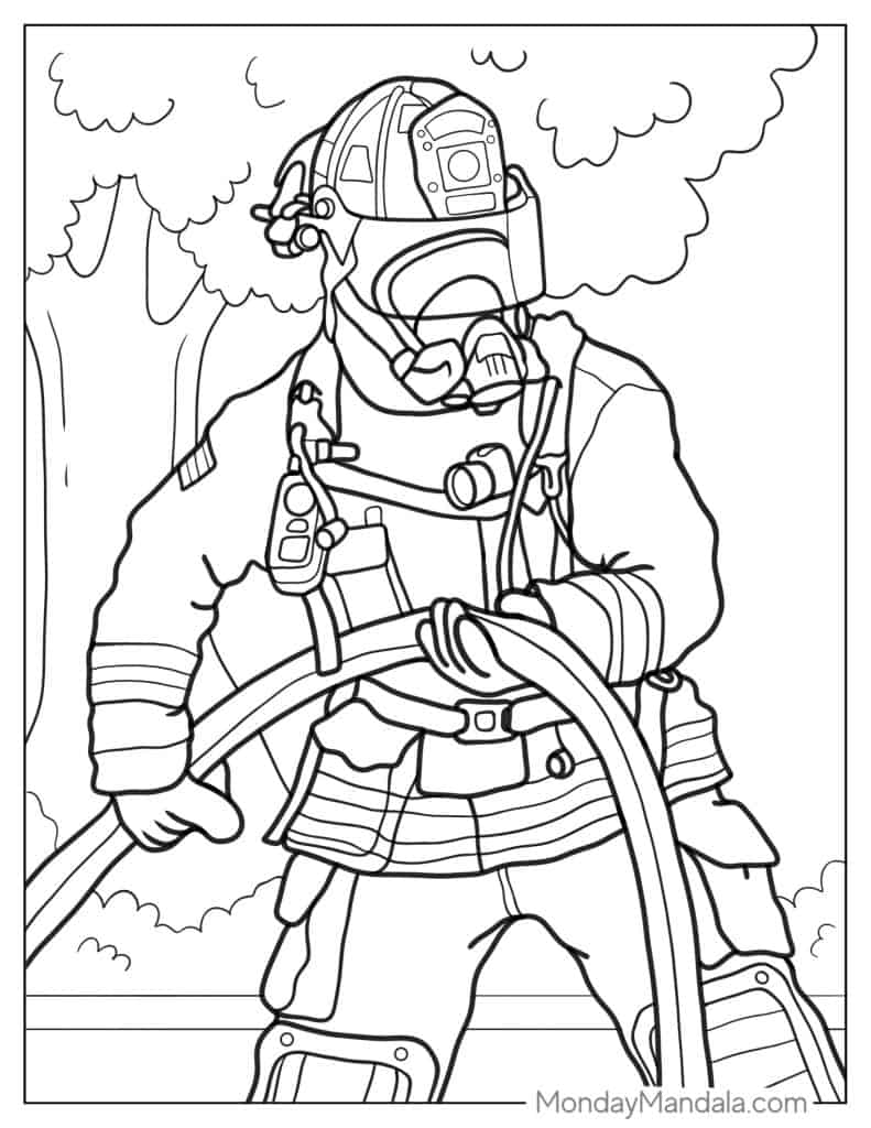 Firefighter coloring pages free pdf printables