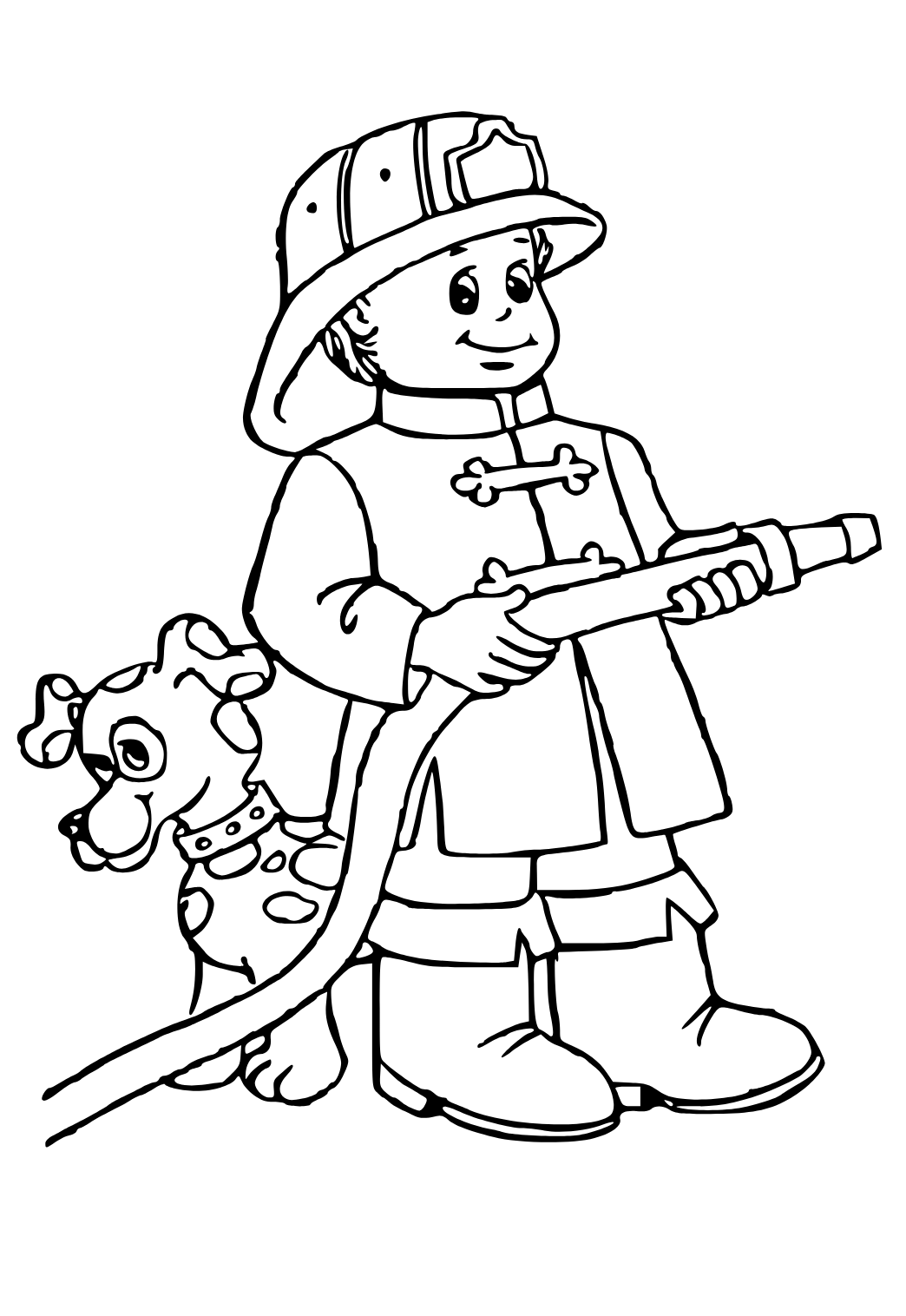 Free printable firefighter cute coloring page for adults and kids