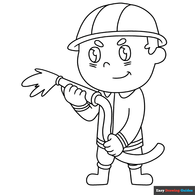 Firefighter coloring page easy drawing guides