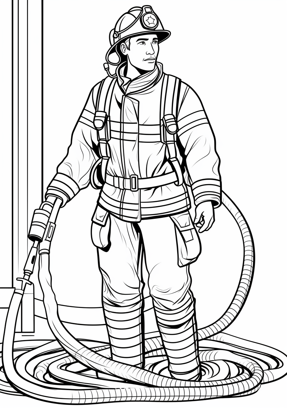 Brave firefighter printable coloring