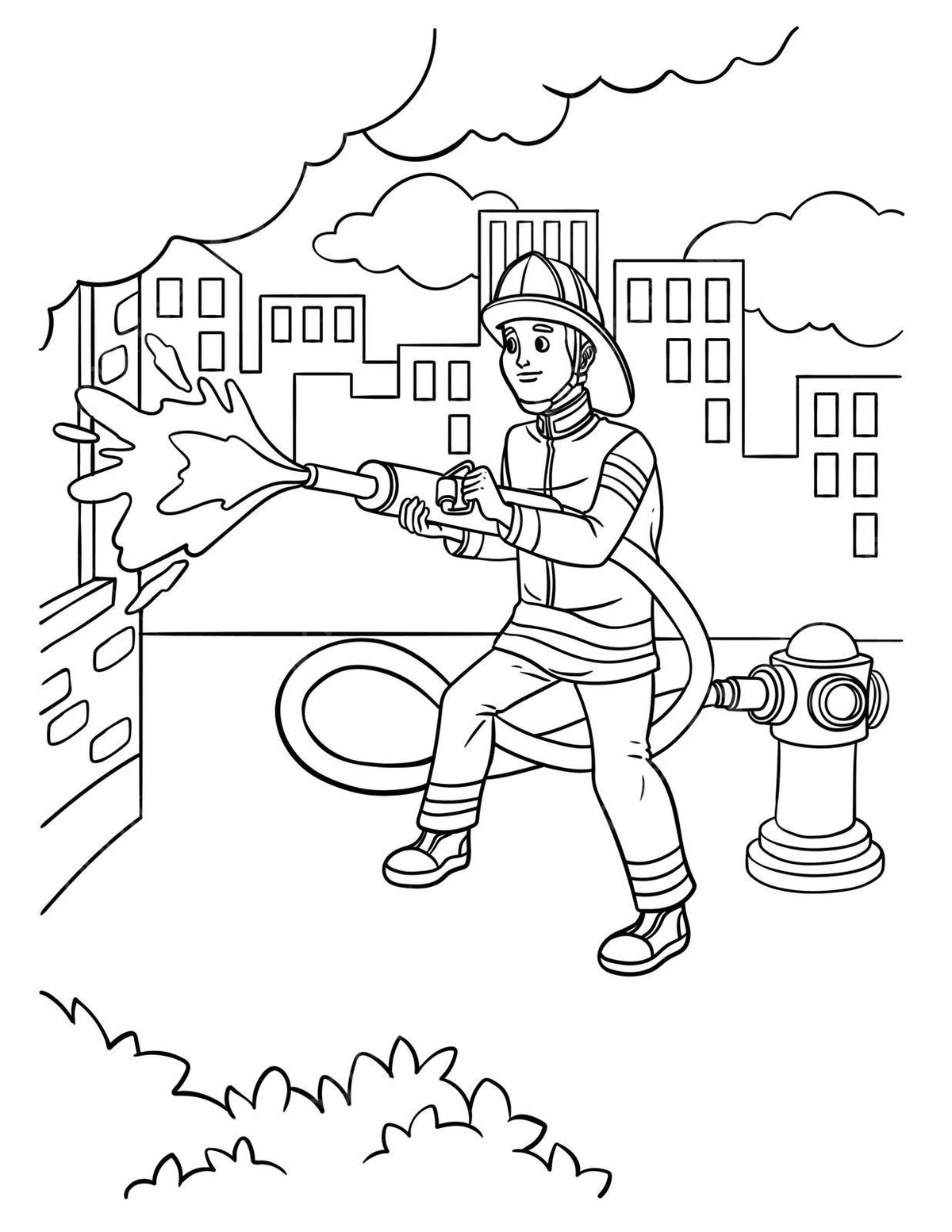 Firefighter coloring page png transparent images free download vector files