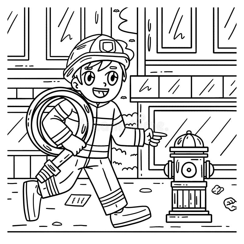 Firefighter coloring stock illustrations â firefighter coloring stock illustrations vectors clipart