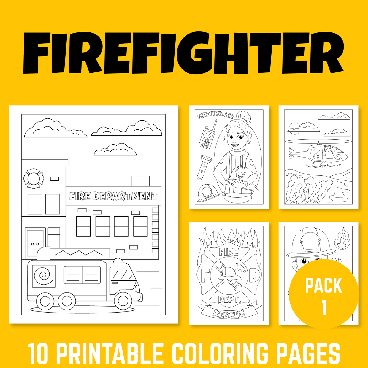 Firefighter coloring sheet pack for career explorati