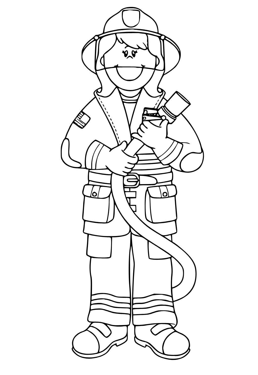 Free printable firefighter smile coloring page for adults and kids