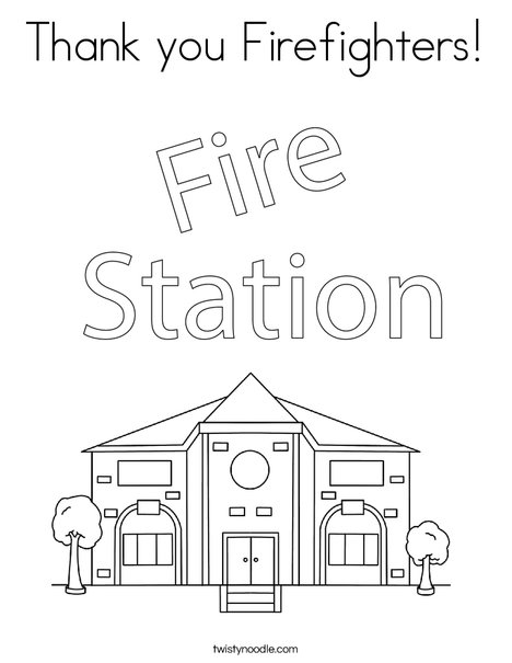 Thank you firefighters coloring page