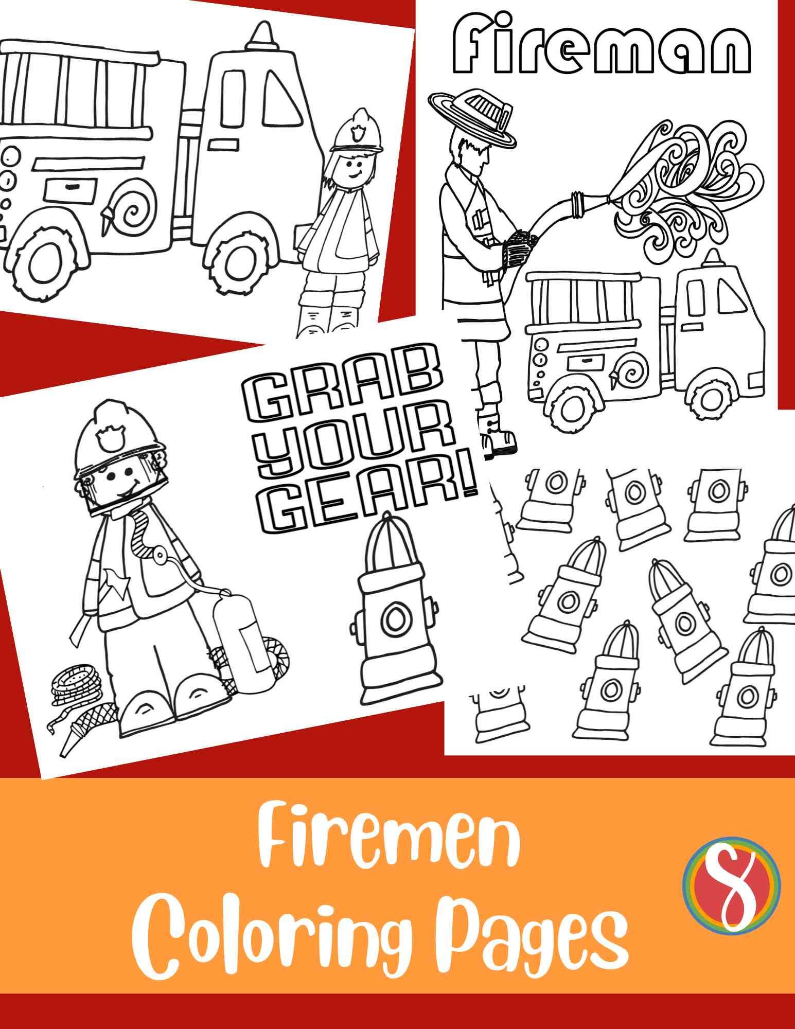Free fireman firetruck coloring pages â stevie doodles