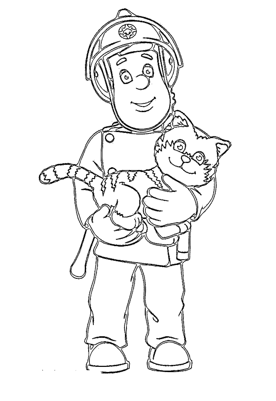 Free printable fireman sam cat coloring page for adults and kids