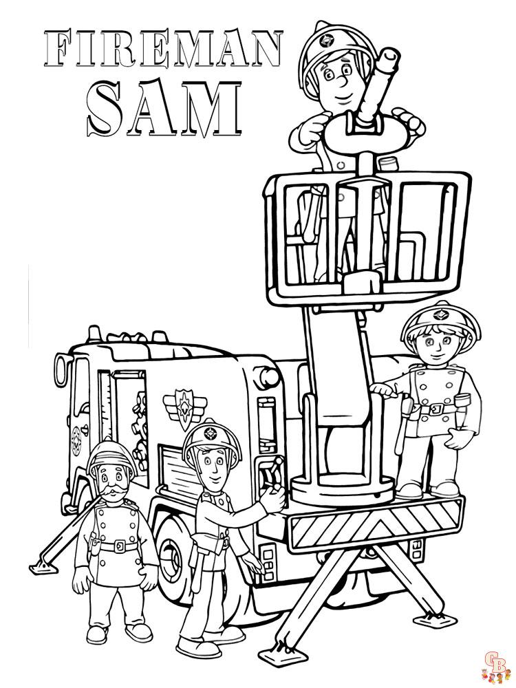 Printable free fireman sam coloring pages for kids