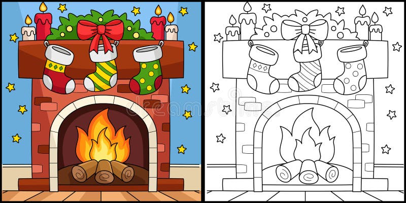 Fireplace coloring page stock illustrations â fireplace coloring page stock illustrations vectors clipart