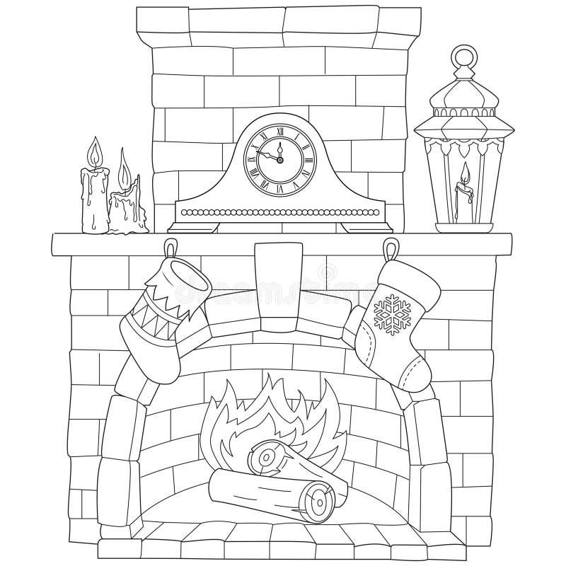 Fireplace coloring page stock illustrations â fireplace coloring page stock illustrations vectors clipart