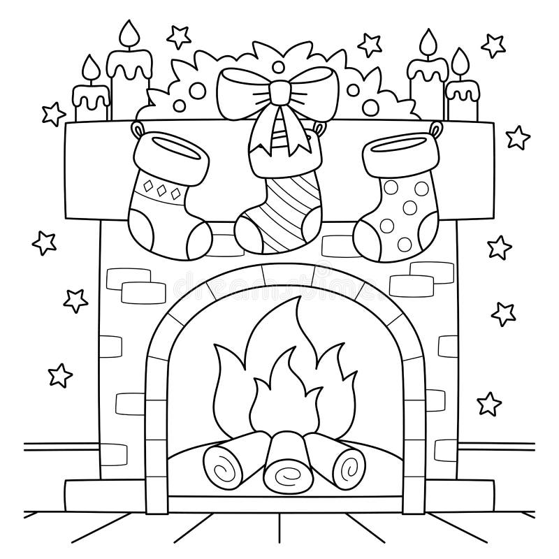 Fireplace coloring page stock illustrations â fireplace coloring page stock illustrations vectors clipart