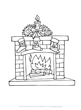 Fireplace with stockings coloring page all kids network