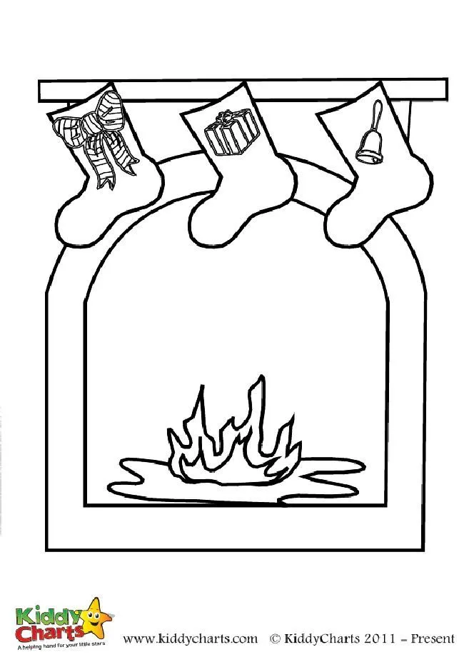 Christmas fireplace coloring page free to print