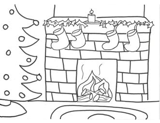 Christmas fireplace coloring pages team colors