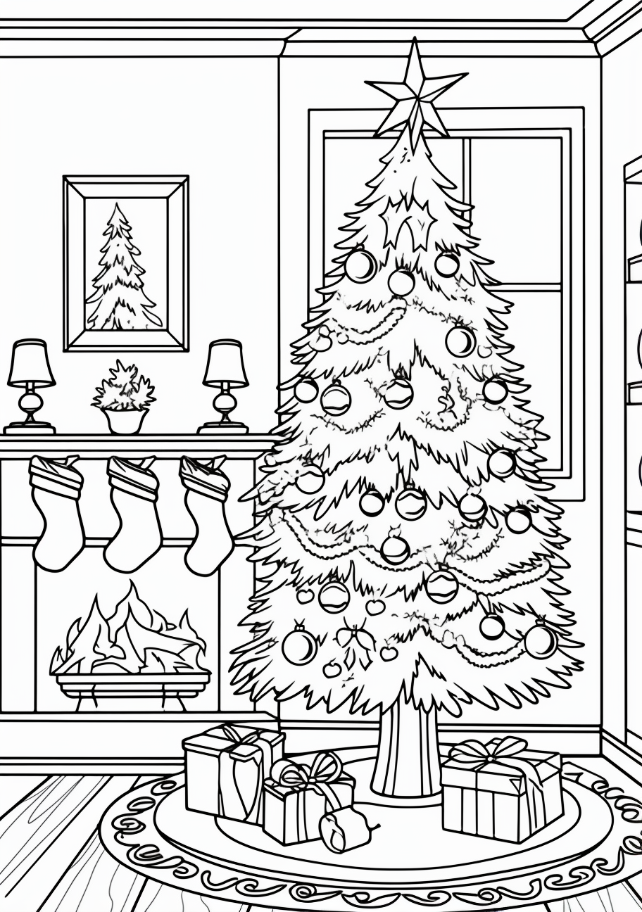 Easy christmas tree coloring sheets