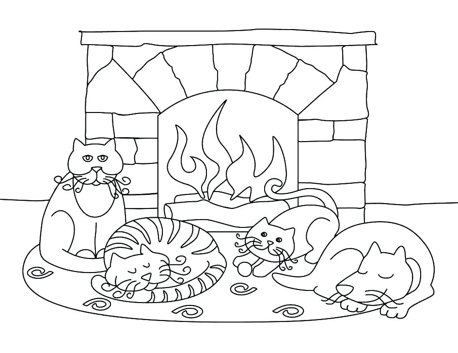 Coloring pages fireplace in january coloring page