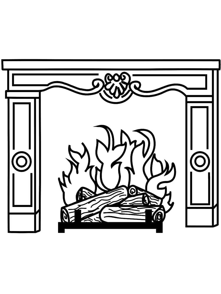 Fireplace coloring pages