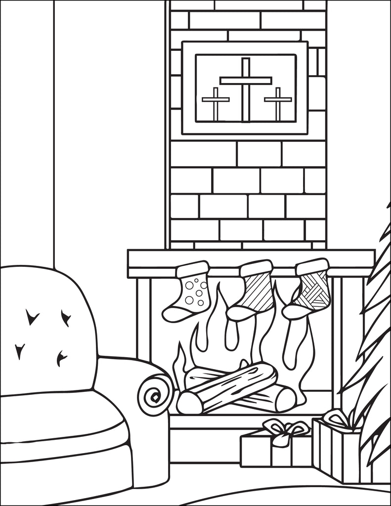 Printable christmas stockings coloring page for kids â