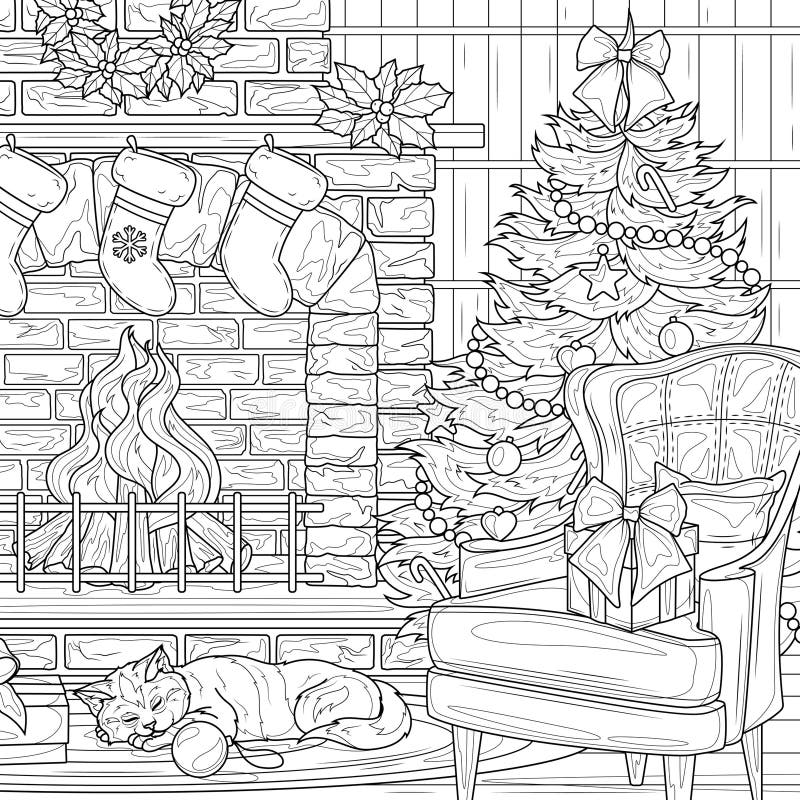 Fireplace coloring page stock illustrations â fireplace coloring page stock illustrations vectors clipart