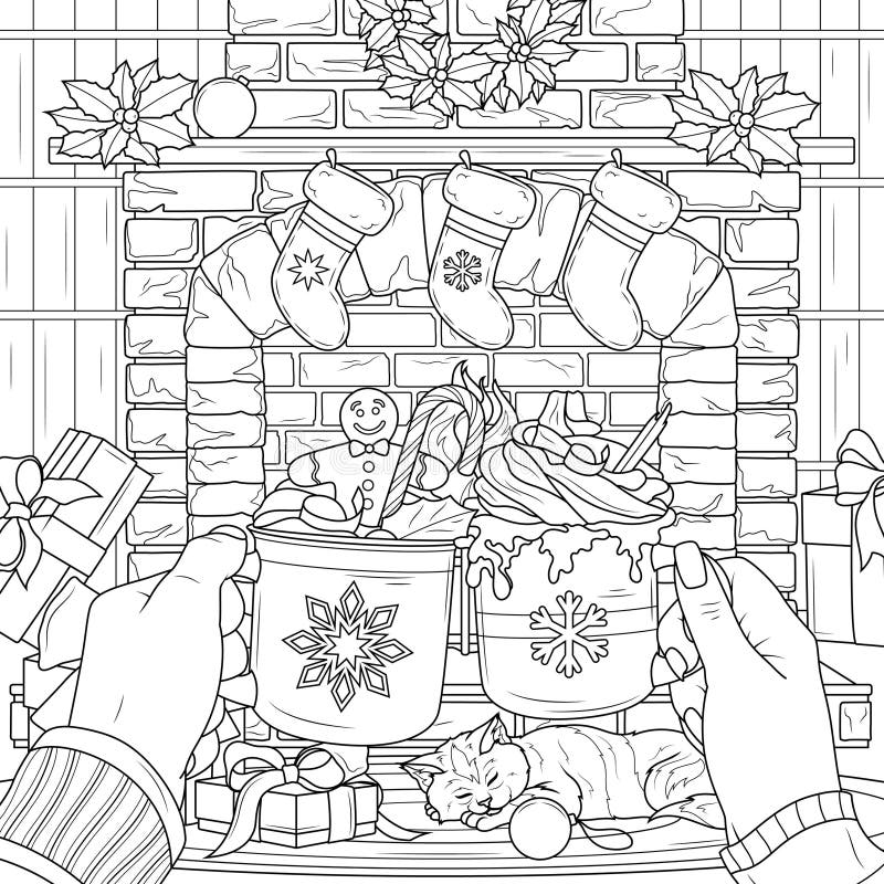 Fireplace coloring page stock illustrations â fireplace coloring page stock illustrations vectors clipart