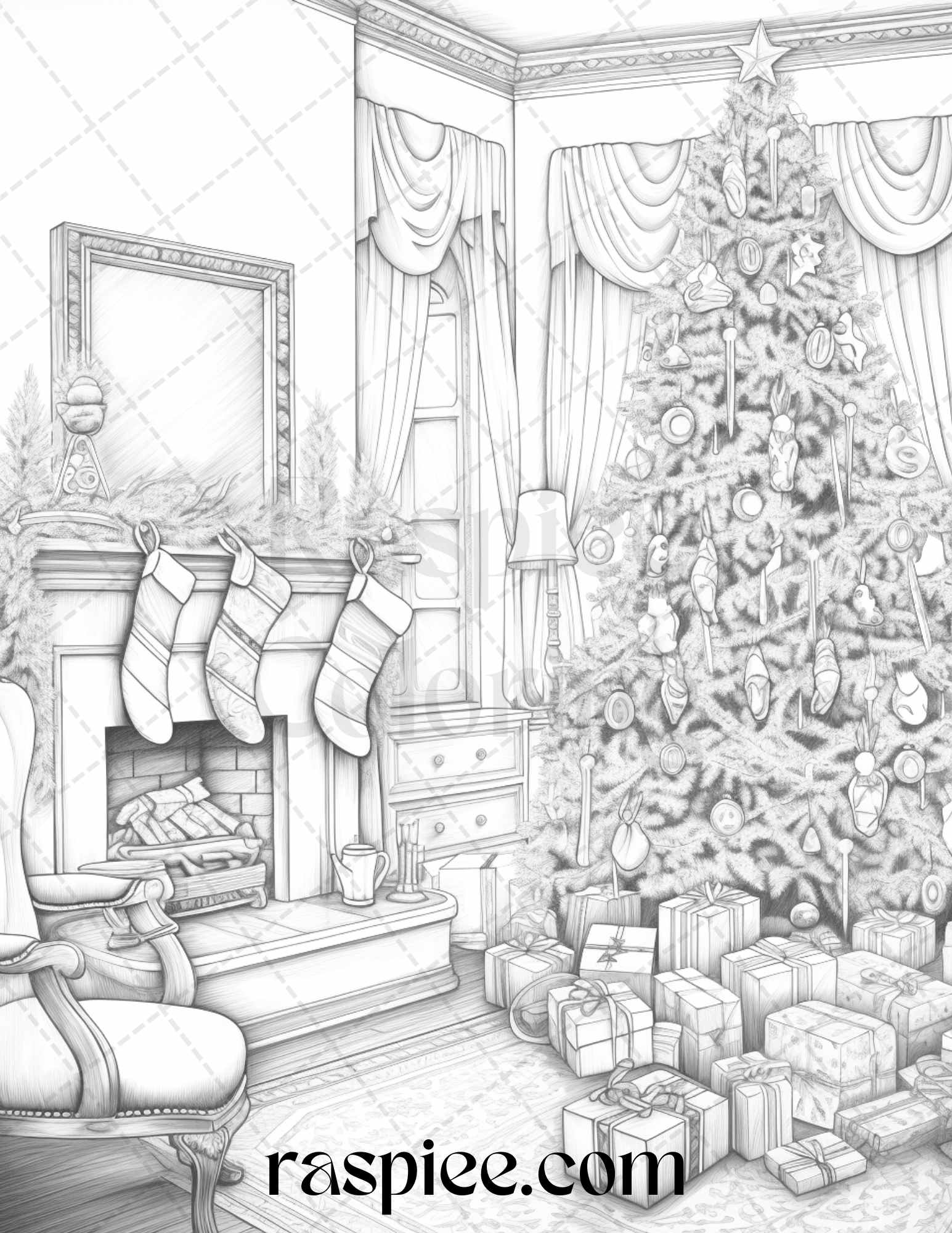 Christmas decoration grayscale coloring pages printable for adults â coloring