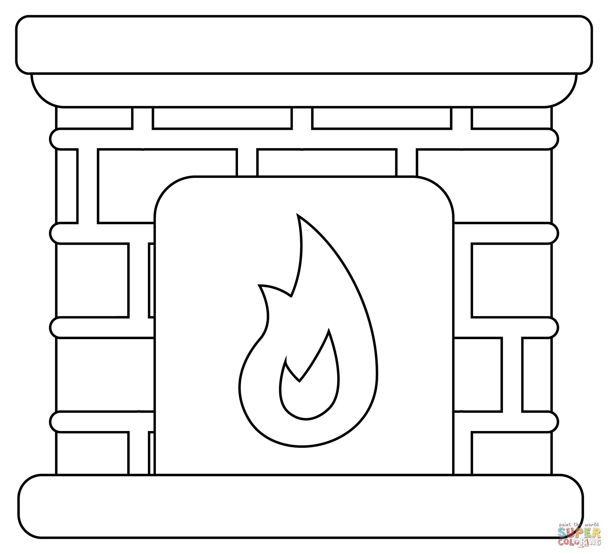 Fireplace coloring page free printable coloring pages