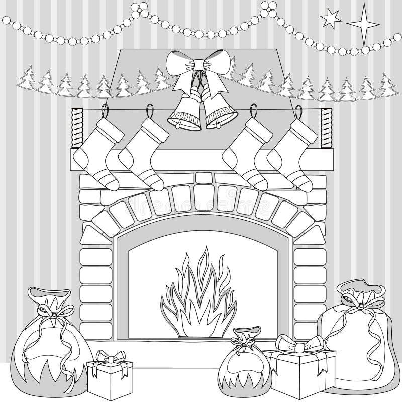 Fireplace coloring page stock illustrations â fireplace coloring page stock illustrations vectors clipart