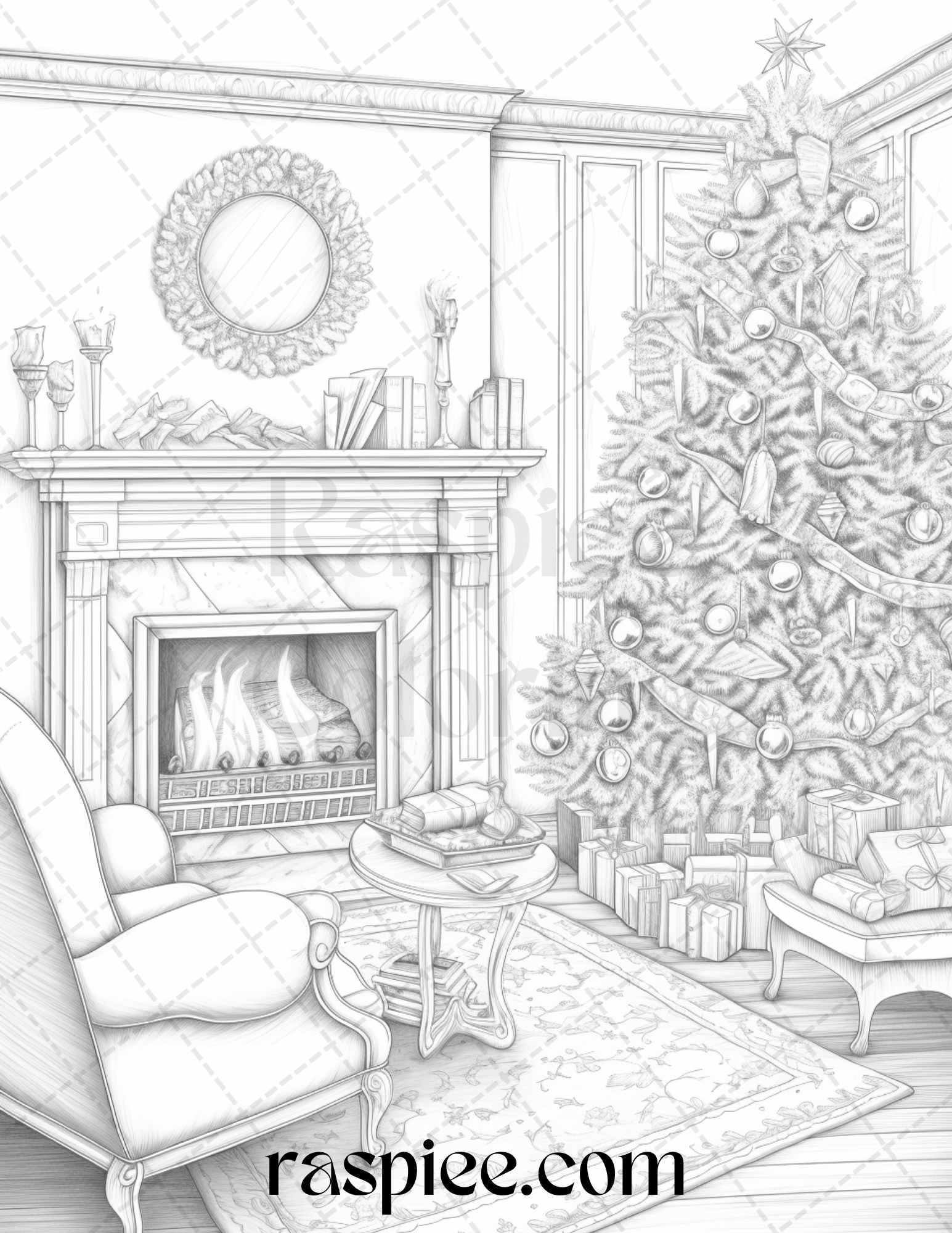 Christmas decoration grayscale coloring pages printable for adults â coloring