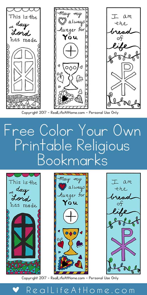 Free color your own printable religious bookmarks for children and adults