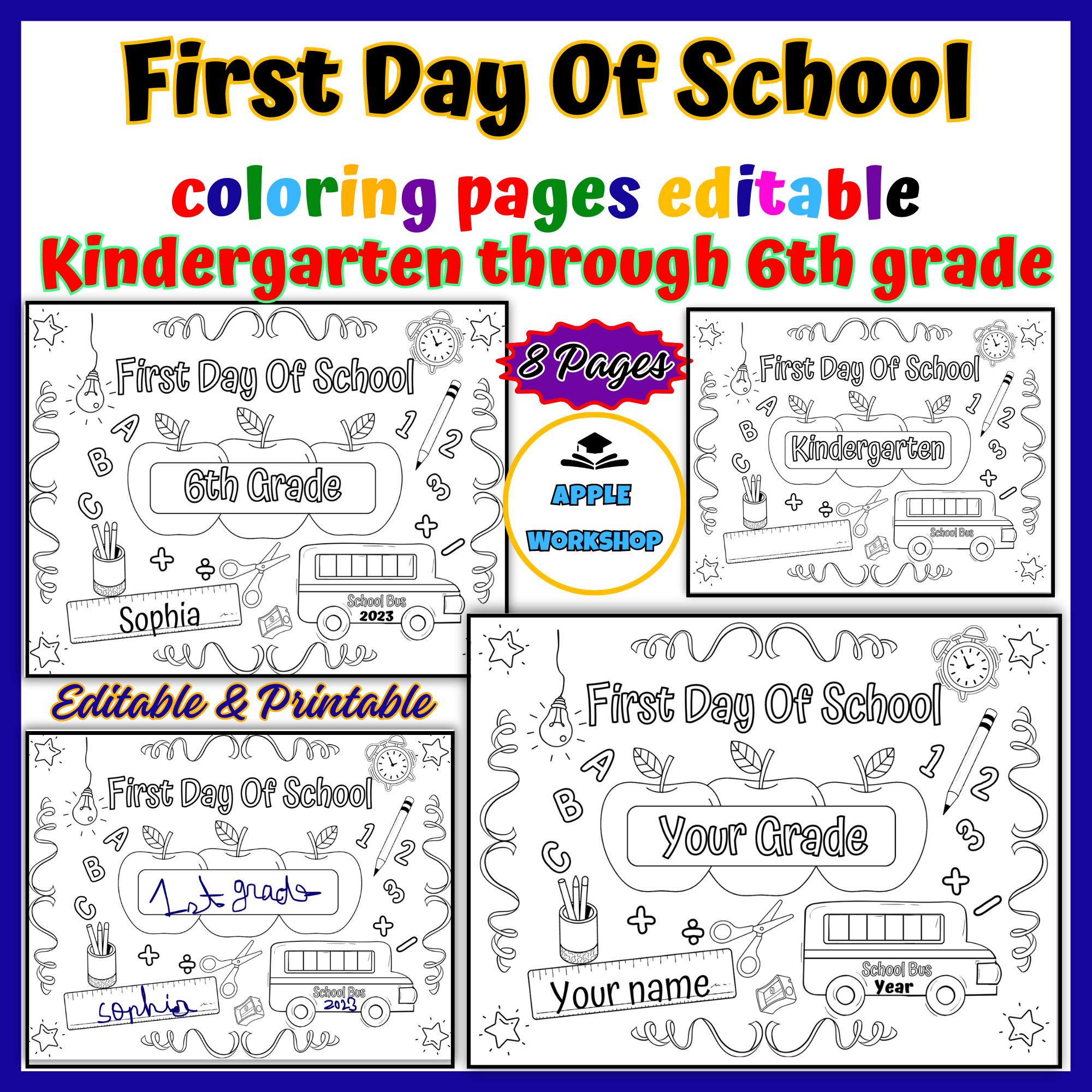 First day of school coloring pages editable back to school coloring pages made by teachers