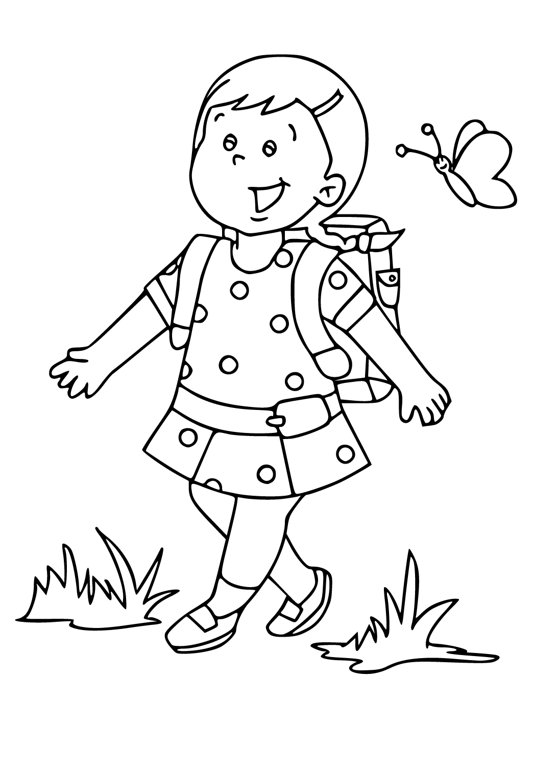 Free printable first day of school butterfly coloring page for adults and kids