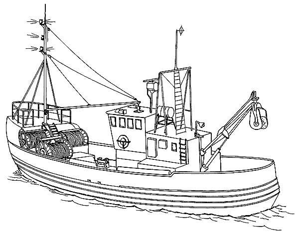 Fishing boat coloring pages free