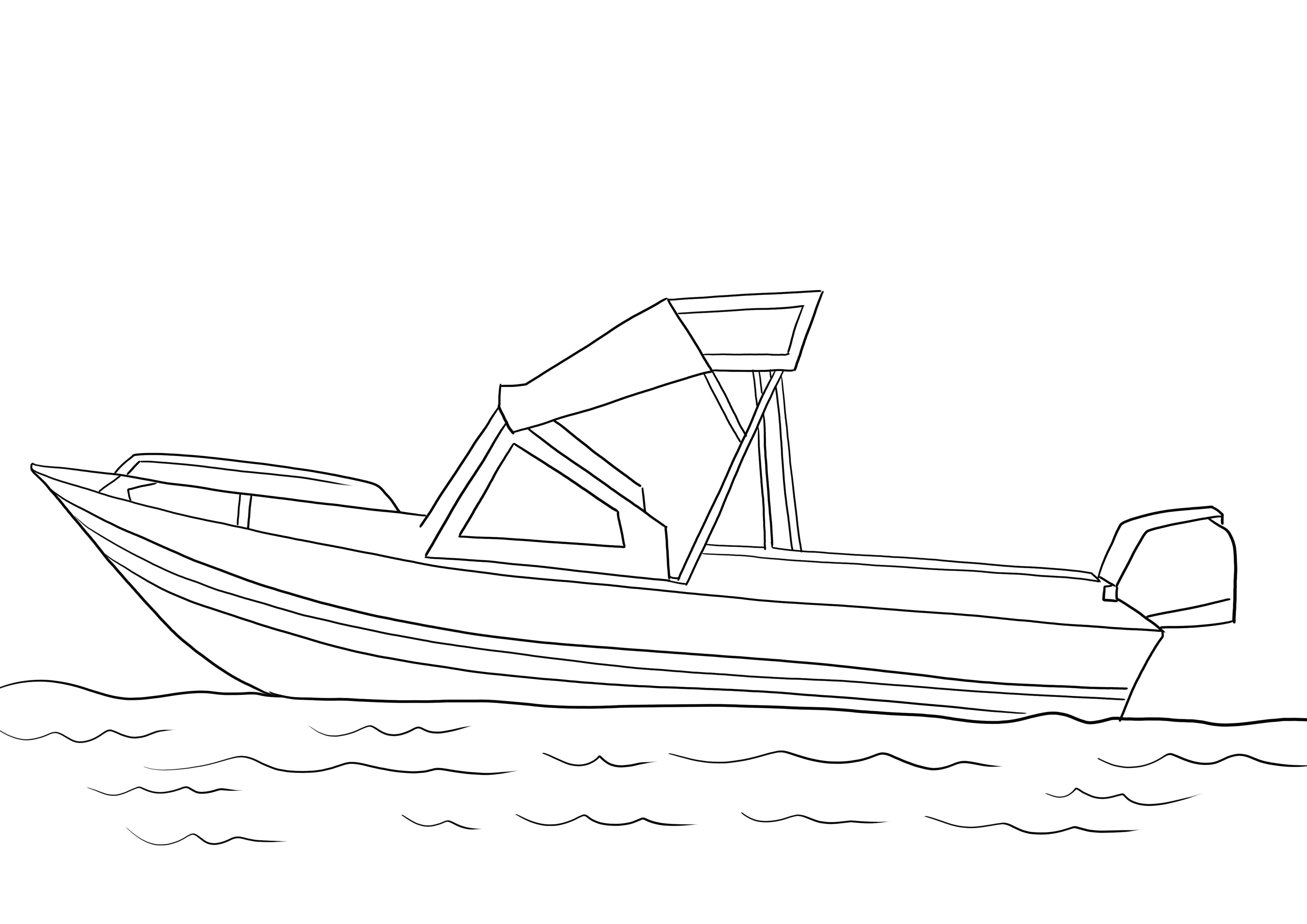 Free fishing boat coloring page to print or easy download