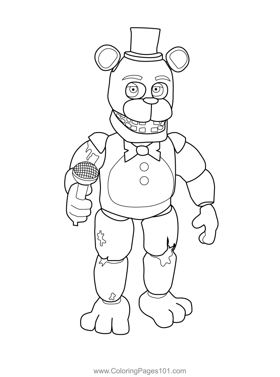 Withered freddy fnaf coloring page for kids