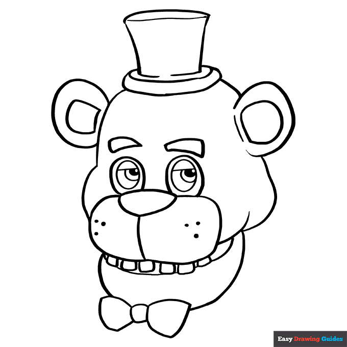 Freddy fazbear from five nights at freddys coloring page easy drawing guides