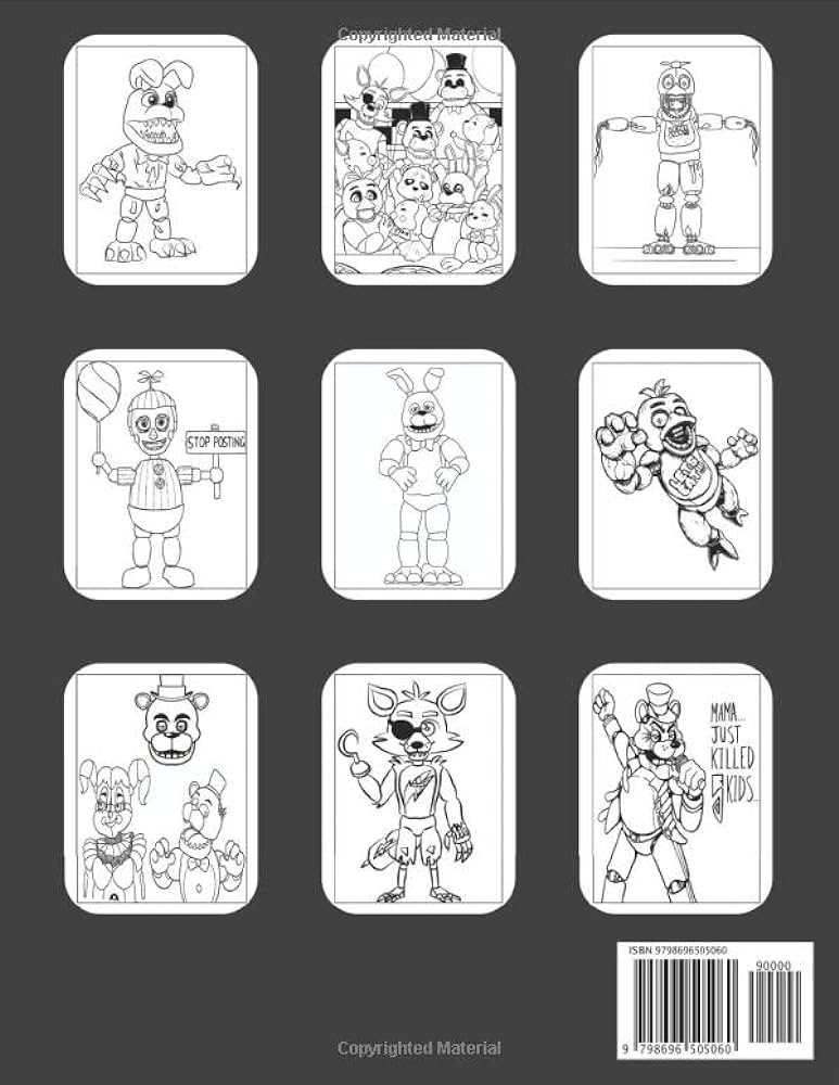 Five nights at freddys coloring book coloring pages for kids and adults amazing drawings fnaf all characters by