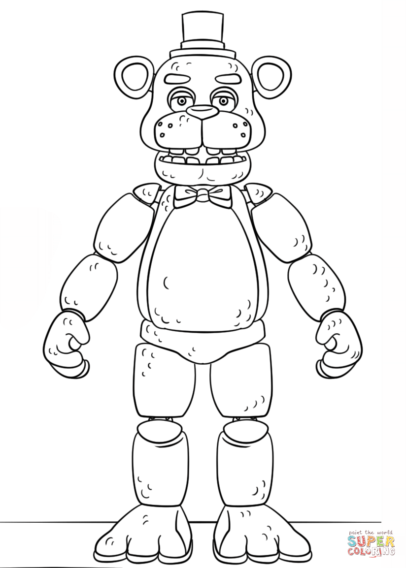 Fnaf toy golden freddy coloring page free printable coloring pages