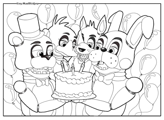 Five nights at freddys fnaf birthday party colouring page download now