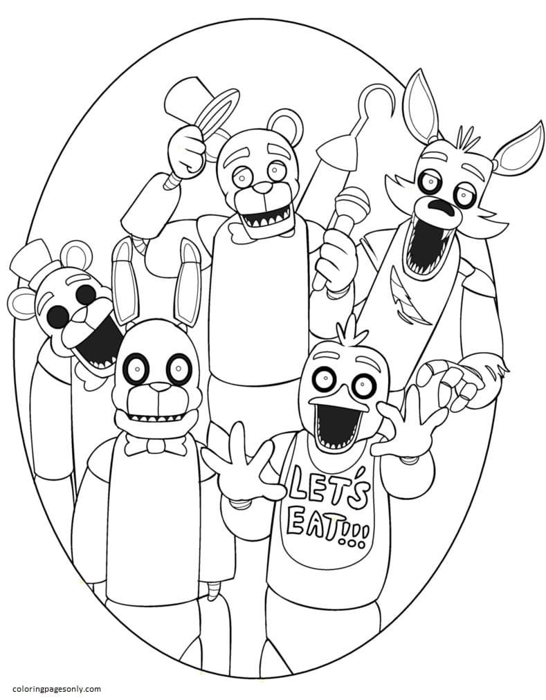 Five nights at freddys coloring pages printable for free download