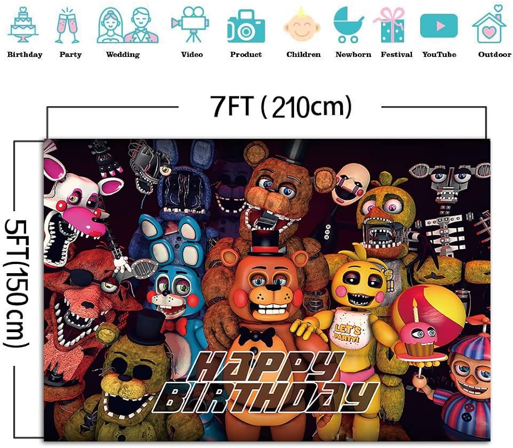 Five nights at freddys themed background baby boys happy birthday party der photography backdrops for kids five nights at freddys backdrop party supplise xft electronics photo