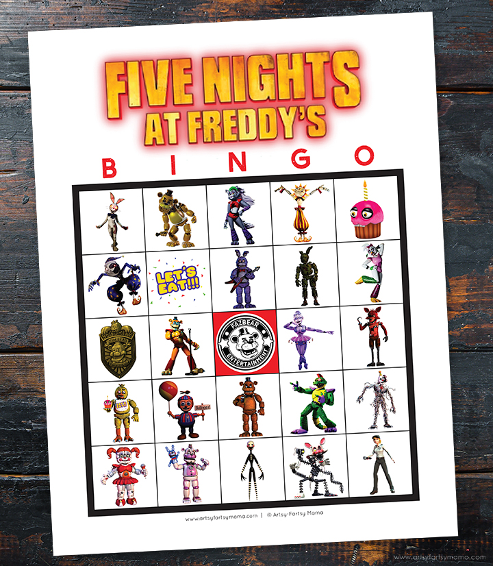 Free printable five nights at freddys bingo artsy