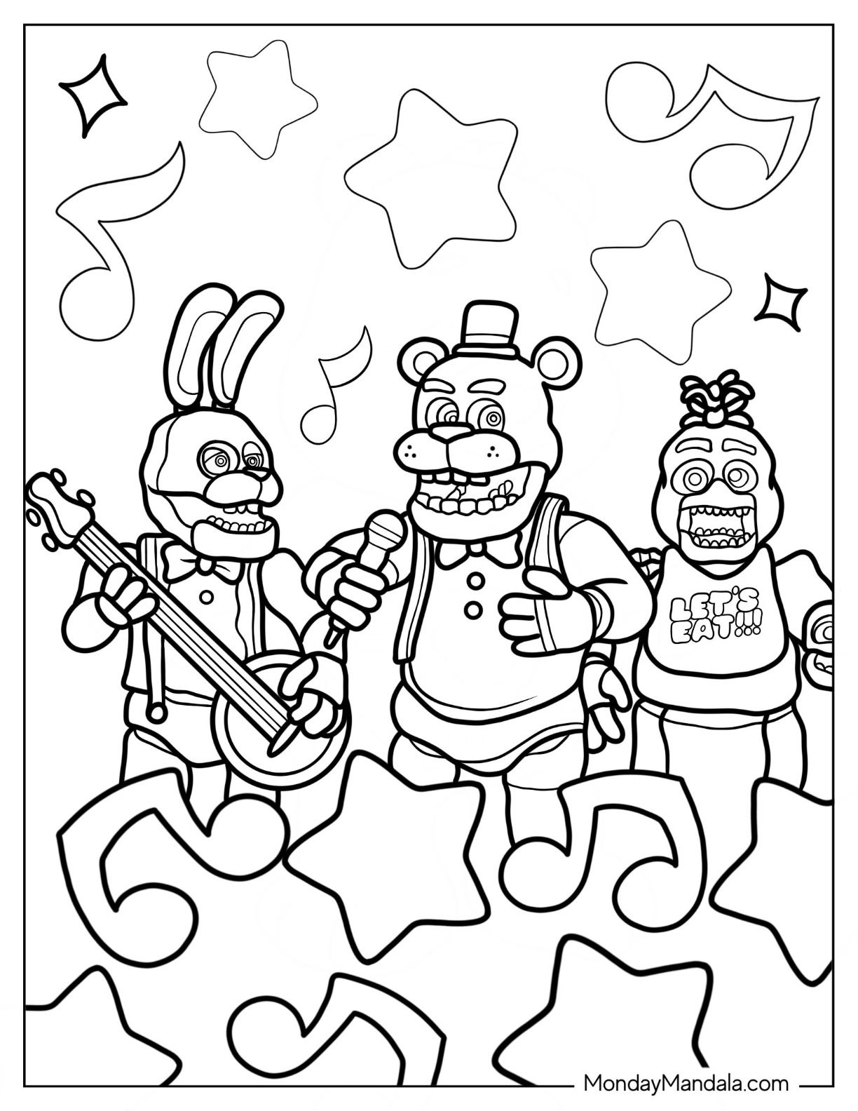 Five nights at freddies coloring pages free pdf printables