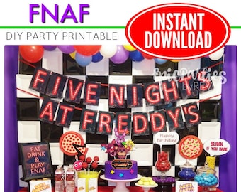 Fnaf birthday download five nights at freddys birthday decorations fnaf birthday printable fnaf party bday decorations fnaf download diy download now